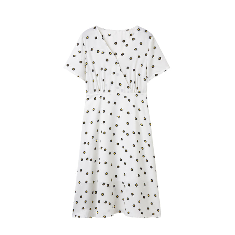Summer Plus Size Floral Chiffon V-Neck Dress