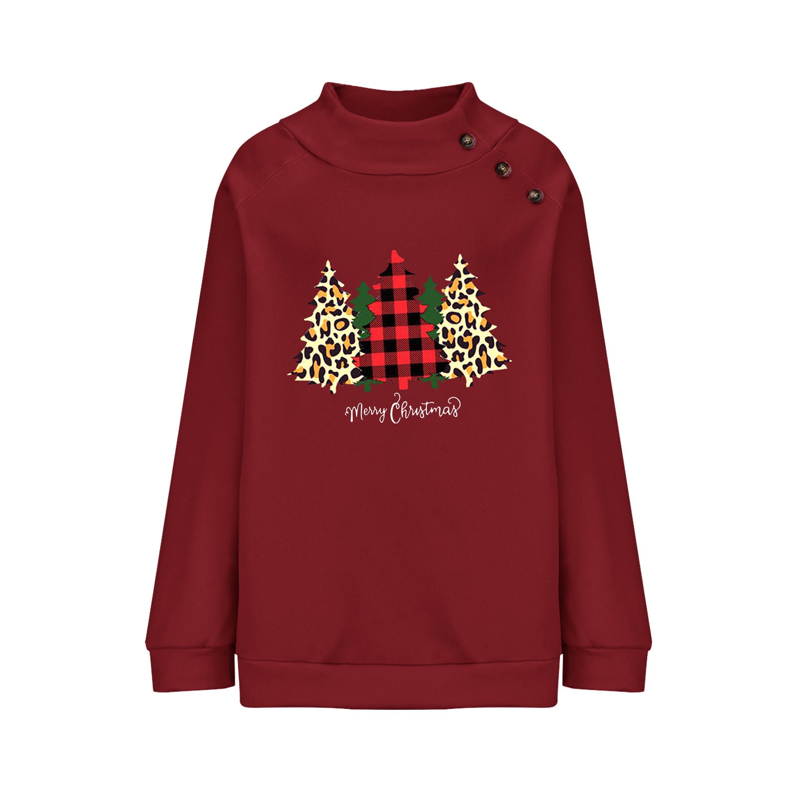 Loose Long Sleeve Round Neck Button Sweatshirt for Women