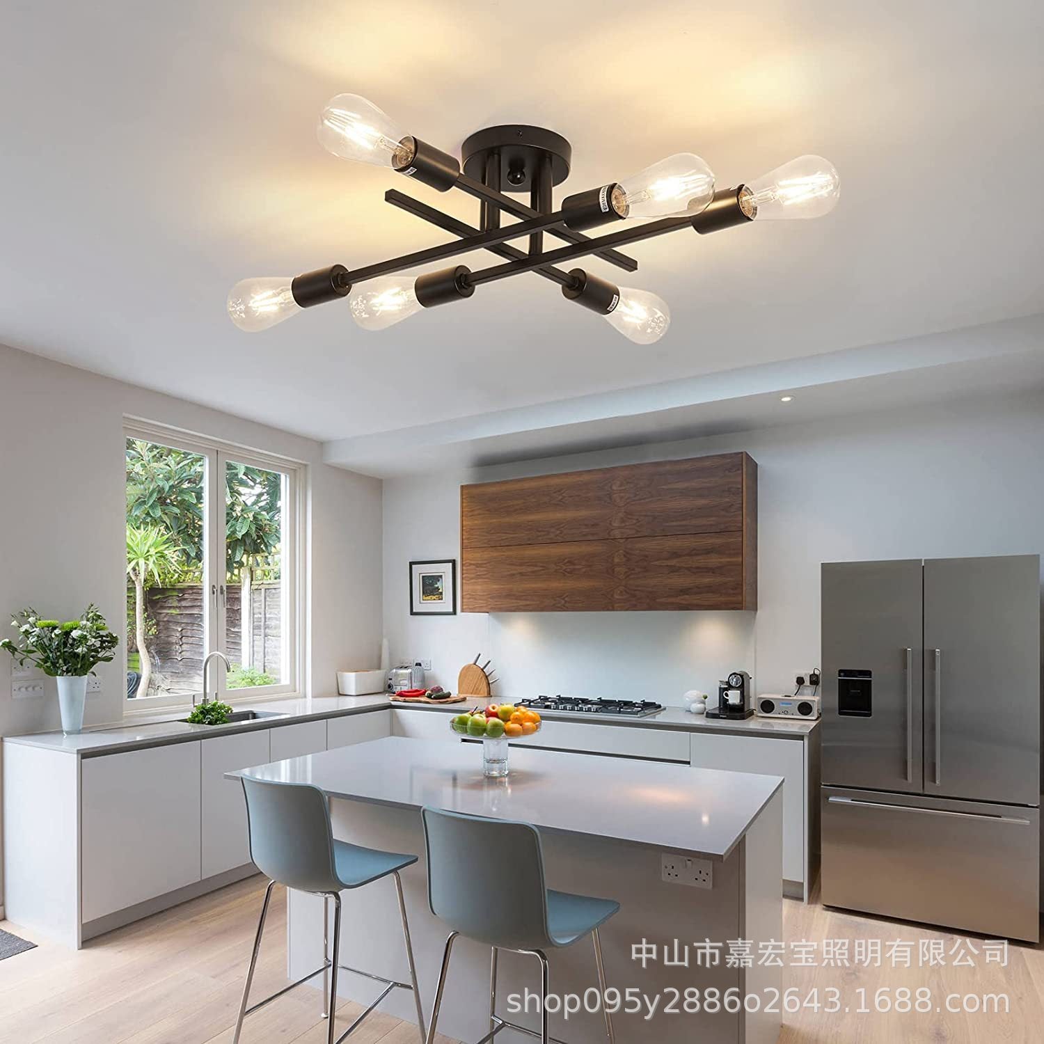 Vintage Black Iron Ceiling Light for Bedroom & Café