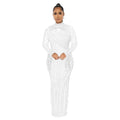 Women's Rhinestone Mesh Long Sleeve Dress Set