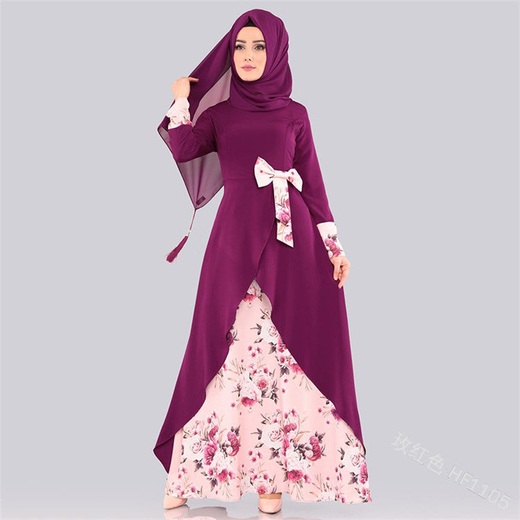 Muslim Women's Printed Patchwork Long Dress (Middle East)
