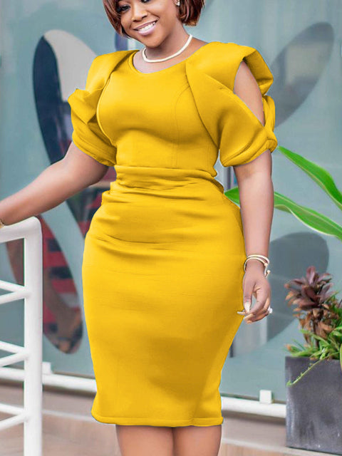 Elegant Women’s Bodycon Party Dress with Cut-Out Sleeves