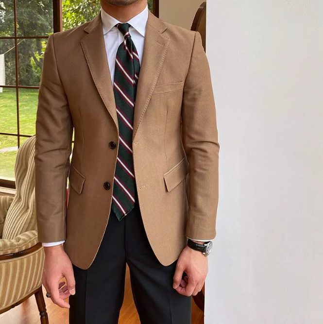 Men's Casual Business Double Breasted Suit Jacket