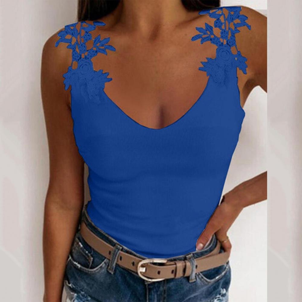 Women's Slim Elastic Lace Vest in Solid Color