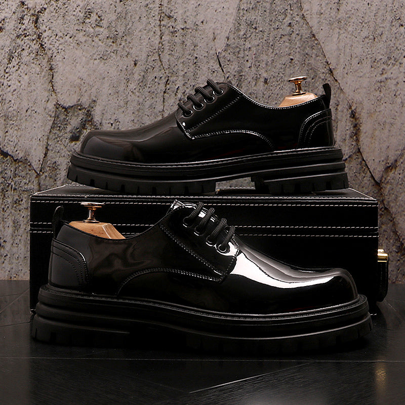 Shiny Leather Business Dress Shoes for Fall