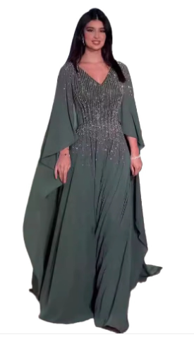 V-neck Rhinestone High-Grade Dress