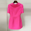 Waist-Controlled Back V Bow Short Sleeve Dress