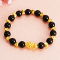 Mini Pixiu Obsidian Bracelet with Buddha Beads