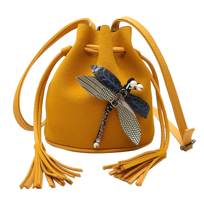 Frosted Bucket Bag - Dragonfly Women's Shoulder Bag
