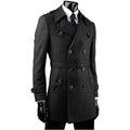 Korean Style Medium Length Men's Tweed Trench Coat