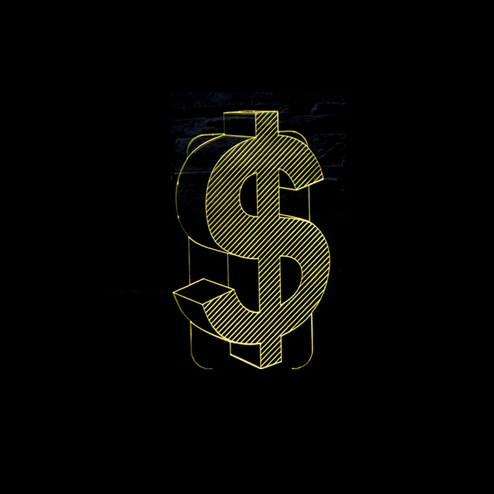 3D USD Dollar Sign LED Illusion Lamp with Touch Control