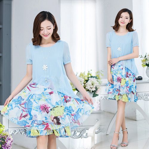Chiffon Floral Midi Dress for Women - Summer 2019