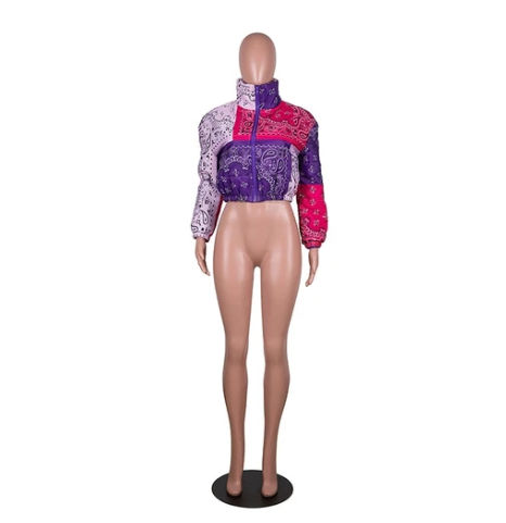 New Autumn Winter Women's Printed Zipper Jacket