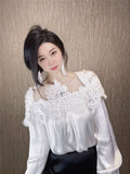 2023 Off-Shoulder Satin Silk Mesh Blouse for Women