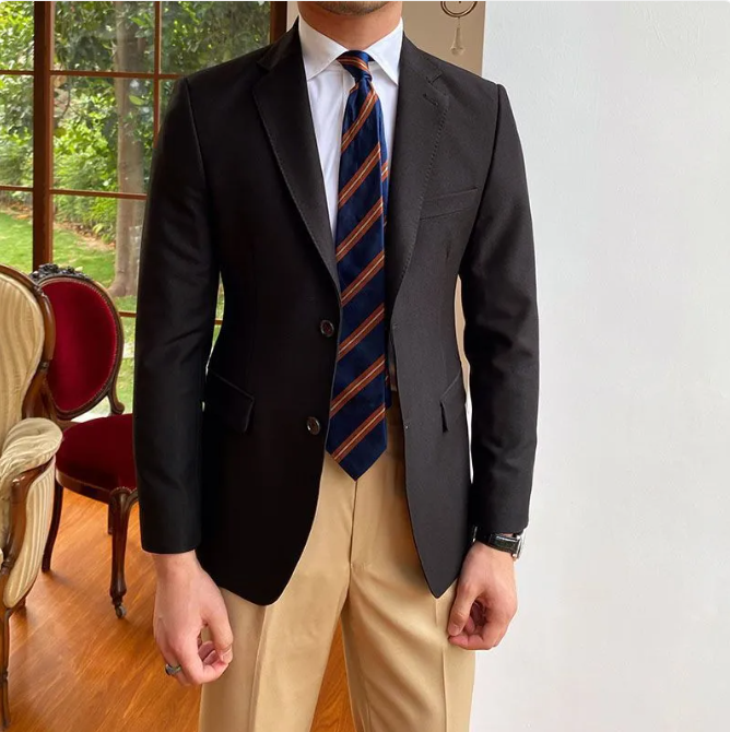 Men's Casual Business Double Breasted Suit Jacket