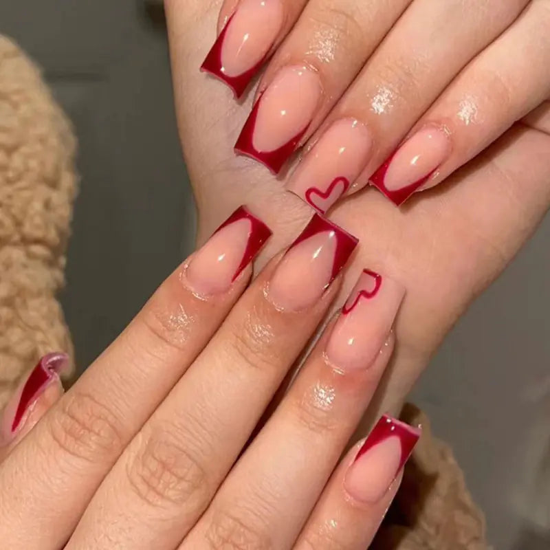 Valentine's Day Press-On Nail Set with Heart Designs