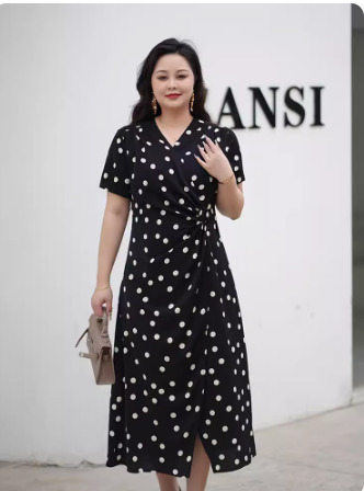 Summer Plus Size Floral Chiffon V-Neck Dress