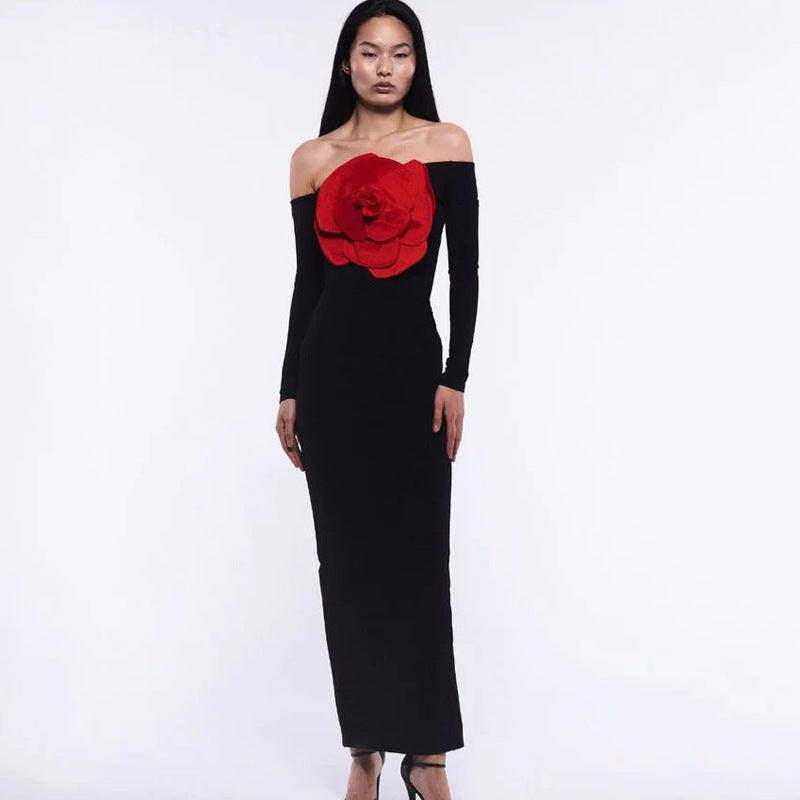 Backless Slim Fit Flower Split Fashion Dress