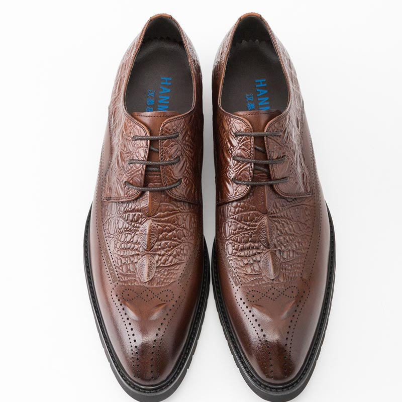 Carved Men's Cowhide Leather Business Casual Shoes