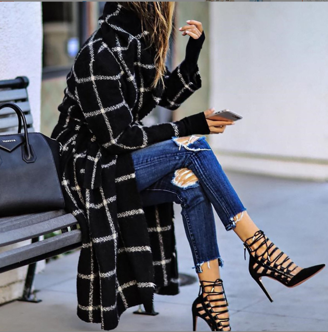 Contrast Color Coat Jacket with Turn Over Collar
