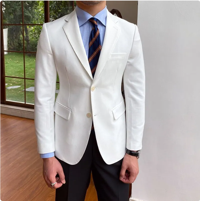 Men's Casual Business Double Breasted Suit Jacket