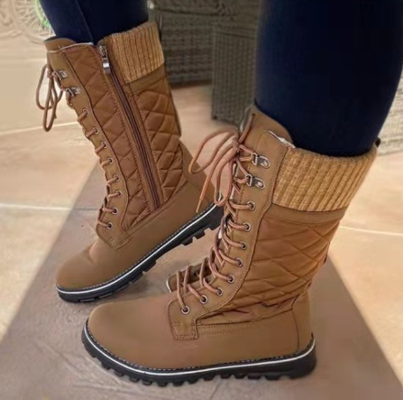 Women's Mid-Tube Flat Heel Side Zipper Martin Boots