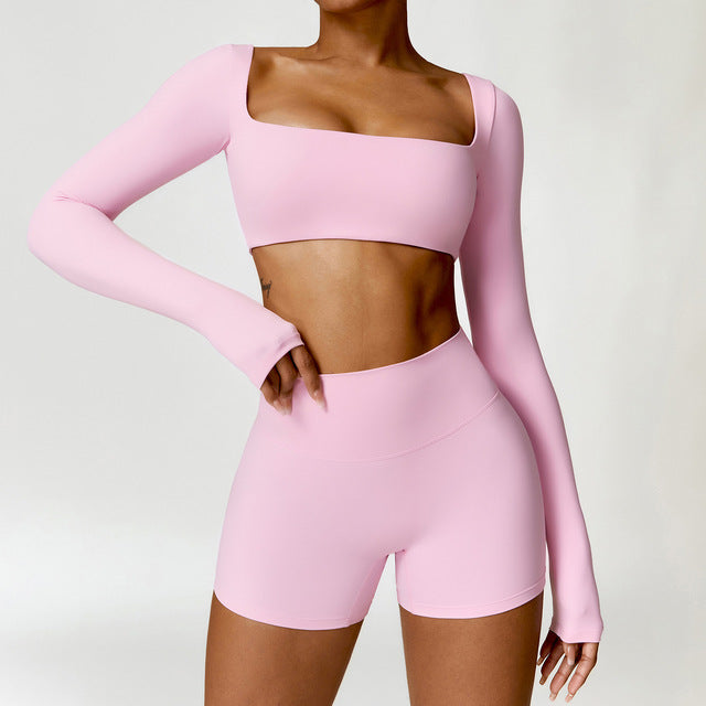 Women's 2PCS Yoga Tracksuit with Leggings and Crop Top