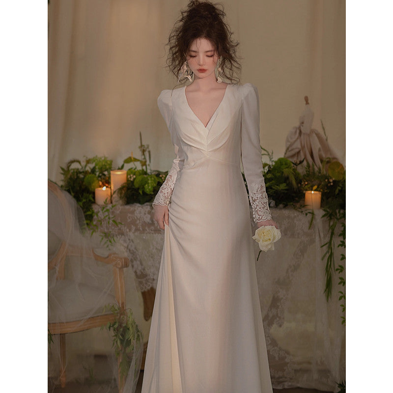 French Light Lace Trailing Dress