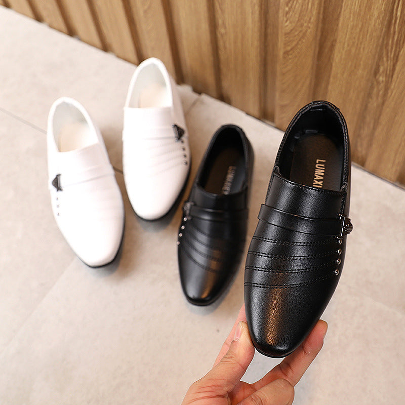 Boys' Leather Performance Shoes with Soft Bottom and Rivets