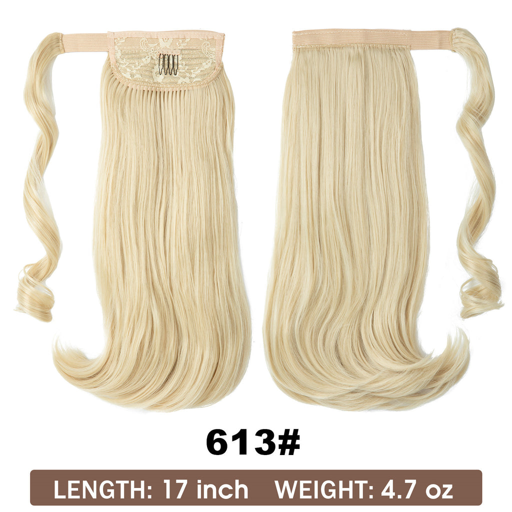 Long Straight Ponytail Wig with Elastic Velcro