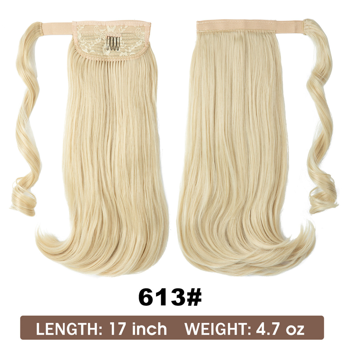 Long Straight Ponytail Wig with Elastic Velcro