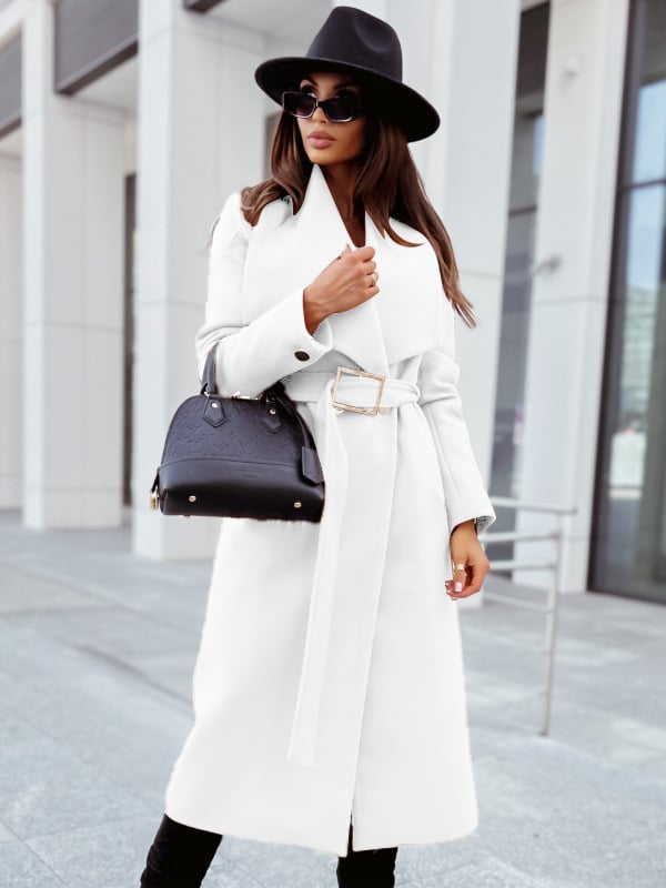 Women's V-Neck Long Sleeve Woolen Tie Jacket