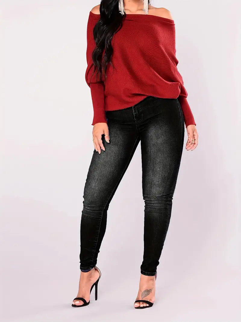 High-Rise Stretchy Blue Jeans for Everyday Comfort