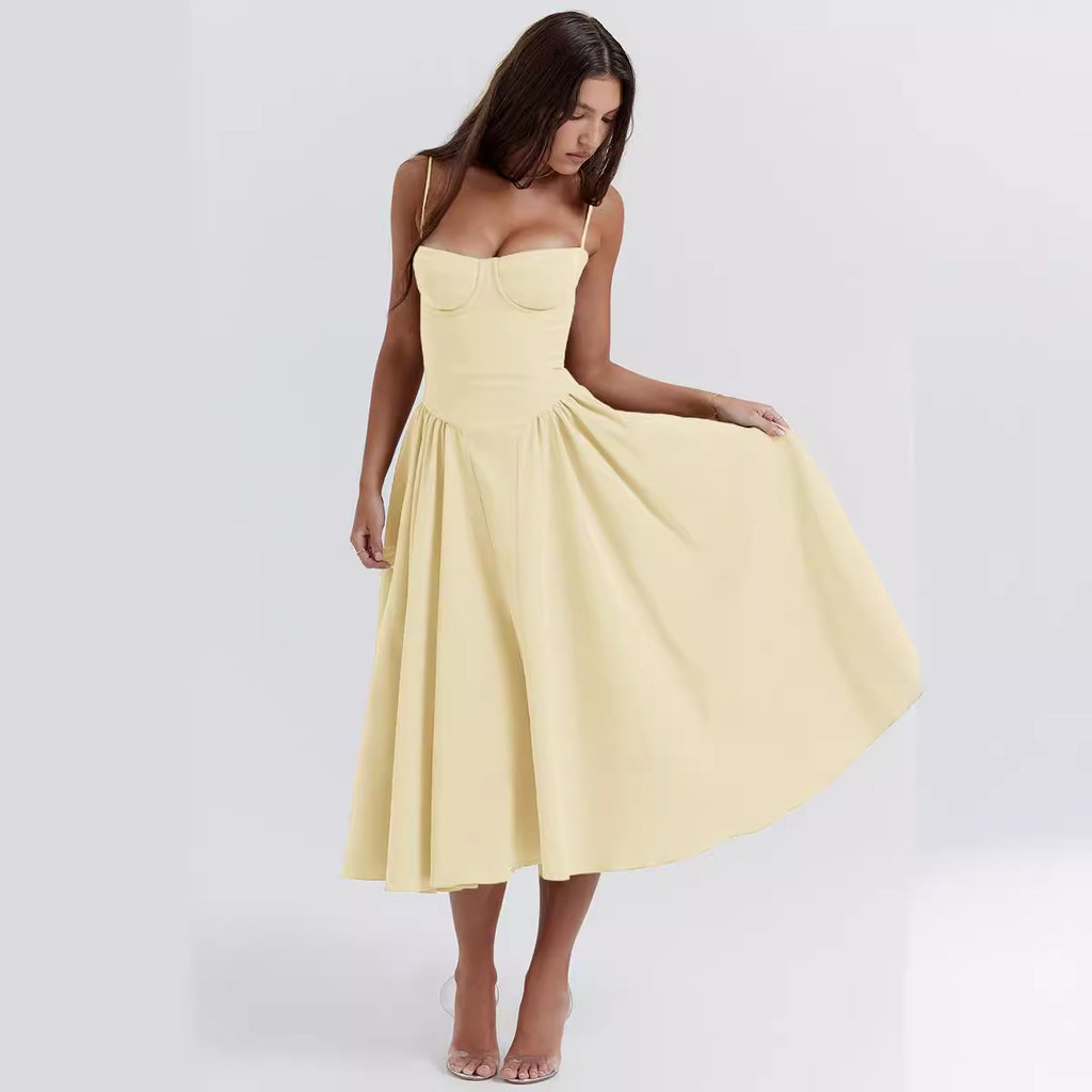 Summer Amazon French Vintage Long Dress with Straps