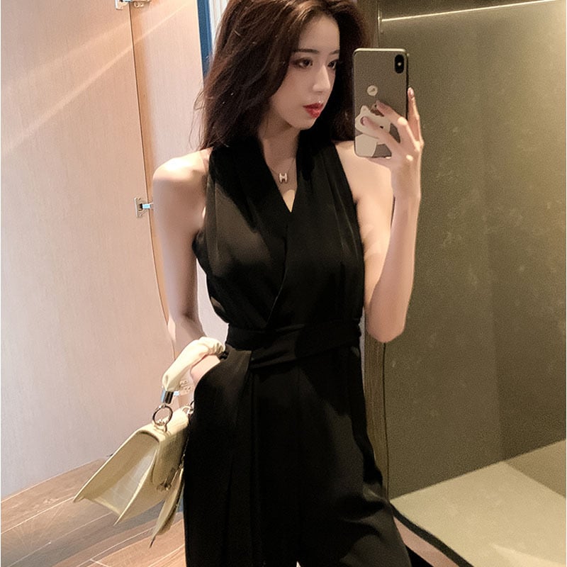 Trendy Women's Wide Leg Pants Overalls Suit