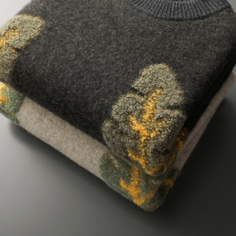 Men's Woolen Crew Neck Jacquard Sweater