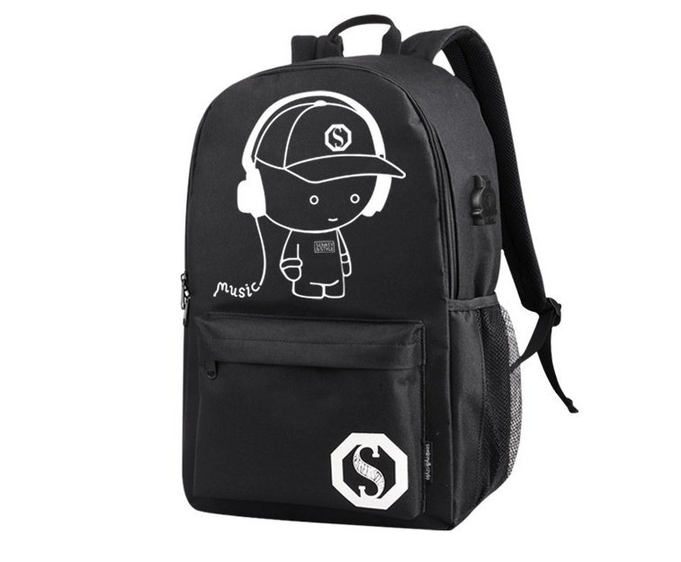 Glow-in-the-Dark Computer Backpack - Music Kid Style