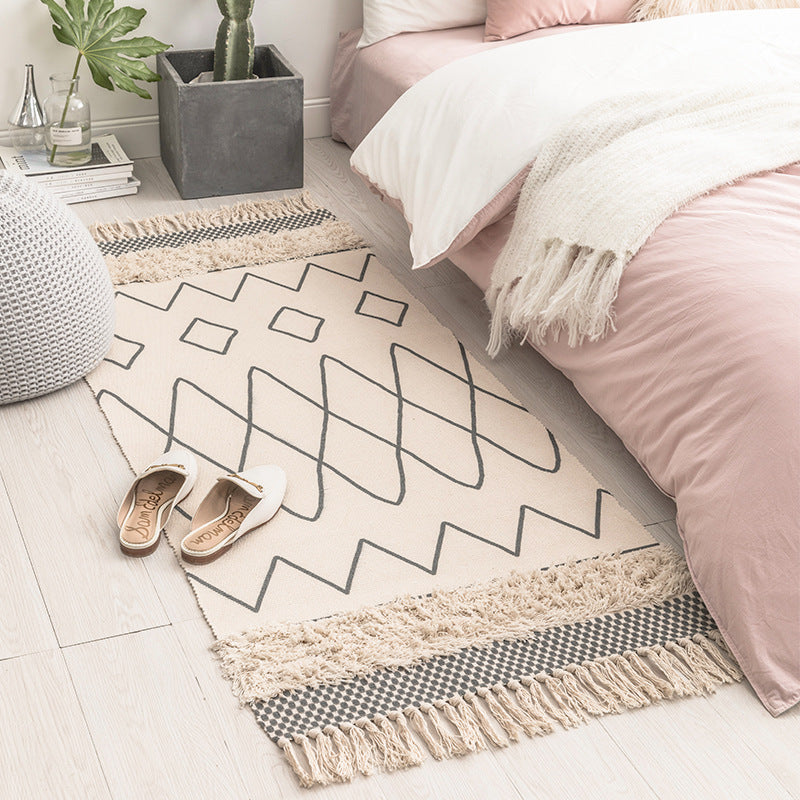 Non-Slip Cotton Bathroom Mat with Woven Design