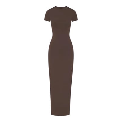 New Short Sleeve Split Thread Sheath Dress