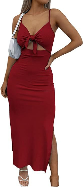 Lace-Up Slit Dress