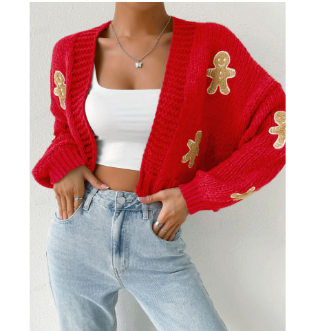 Gingerbread Pattern Cardigan for Women (One Piece)