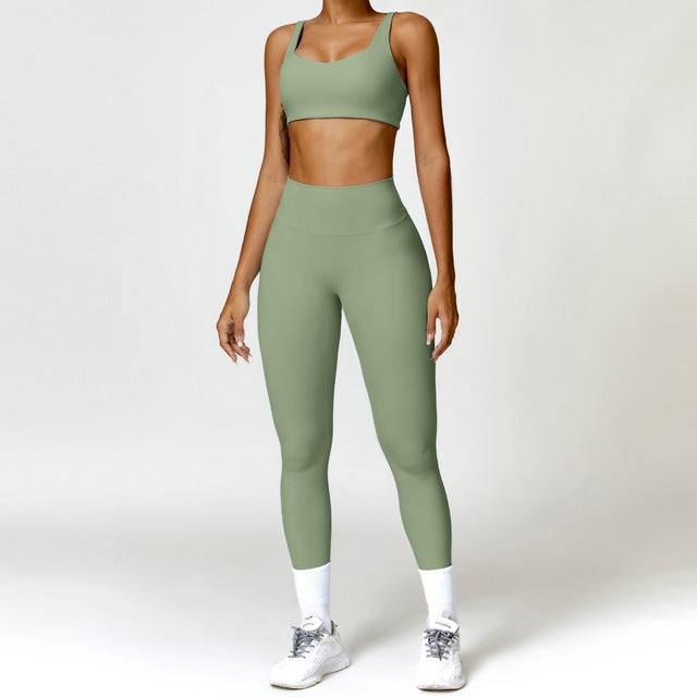 Women's 2PCS Yoga Tracksuit with Leggings and Crop Top