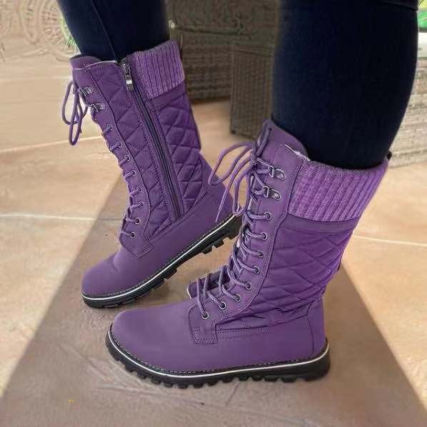 Women's Mid-Tube Flat Heel Side Zipper Martin Boots