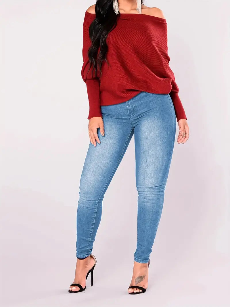 High-Rise Stretchy Blue Jeans for Everyday Comfort
