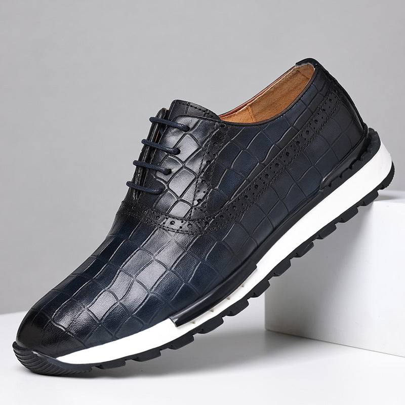 Men's British Lace-Up Casual Calf Leather Shoes