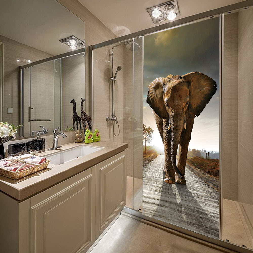 Waterproof 3D Elephant Door Sticker