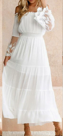 Lace-Trimmed Off-Shoulder Dress for Women