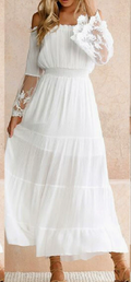 Lace-Trimmed Off-Shoulder Dress for Women