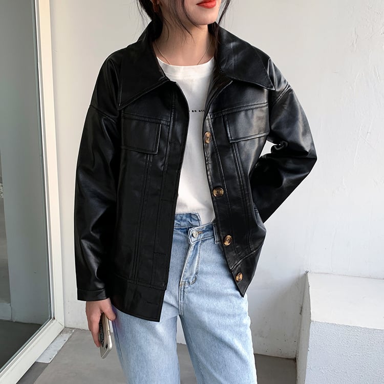 Small PU Leather Short Jacket for Spring and Autumn