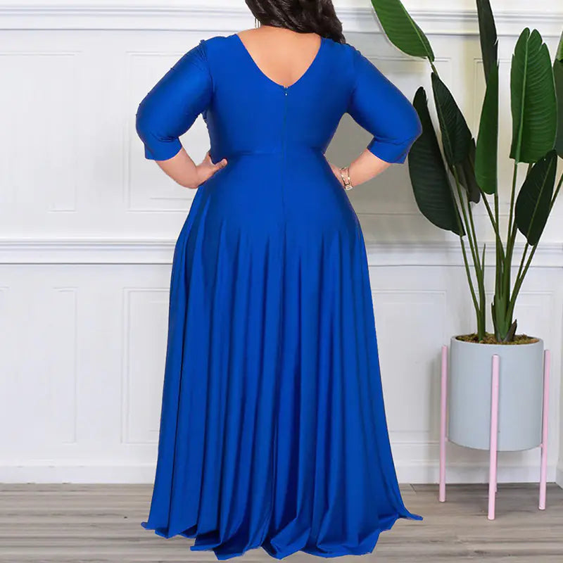 Elegant Solid Color Skirt Dress for Women (Large Size)